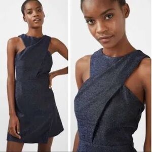Topshop Navy Shimmer Mini Dress Size 6 NWT